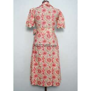 Vestidos midi casuales de punto con cuello en V y estampado floral de diseñador indio, estilo canguro, para mujer, ecológicos y lavables. - Product Image 6