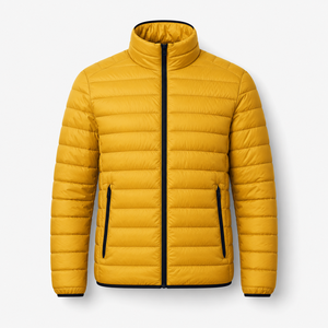 Wholesale Polyester/Cotton Canvas <b>Puffer</b> <b>Jacket</b> Men's Lightweight Solid Color Luxury <b>Waterproof</b> <b>Hooded</b> Winter Casual Wear Front - Product Image 2