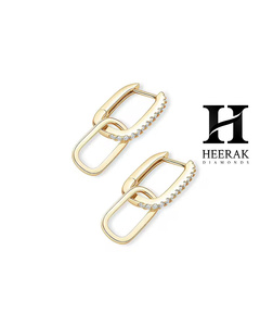 Pendientes de Lujo con Eslabones de Clip en Oro de 18K, Diamantes de Laboratorio VVS1, Diseño Rectangular con Pavé, Pendientes Colgantes Geométricos de Plata 925 - Product Image 6