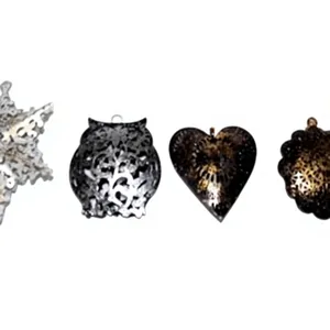 Premium Metal Christmas Wall Hanging Ornament Set Antique Brass Stars Filigree <b>Heart</b> <b>Decor</b> Wholesale Living Room - Product Image 3
