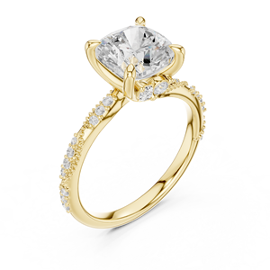 Anillo de Compromiso de Oro Amarillo de 14K con Corte Cojín de 2.5CT y Diamantes Redondos y Marquise, Certificado IGI, Diamante Cultivado en Laboratorio, Aniversario, Boda - Product Image 4
