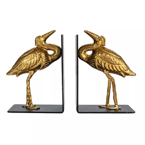Sujetalibros Decorativos de Metal con Diseño de Garza Dorada Antigua, Par de Sujetalibros para Estantería, Biblioteca, Hogar, Oficina, Decoración de Mesa - Product Image 4