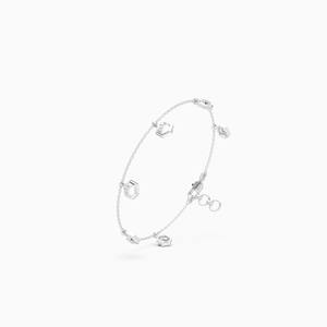 Pulsera estilo cadena con diamantes cultivados en laboratorio de 0.10 quilates y dijes hexagonales en oro amarillo, blanco y rosa de 9 quilates. - Product Image 2