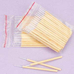 Bamboo Disposable <b>Micro</b> Brush Mascara Wand Swab for Eyelash <b>Extension</b> Makeup Brush Tool - Product Image 5