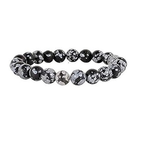 Bracelet en cristal Obsidienne Flocon de Neige, perles rondes 8mm, pierre précieuse, bijoux de mode pour hommes - Product Image 2
