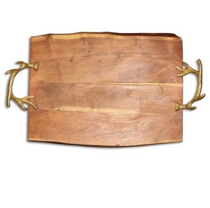 Plateaux de service décoratifs en bois, forme personnalisée, finition plaquée, luxe moderne, compatibles lave-vaisselle, personnalisables pour la maison, l'hôtel, la cuisine - Product Image 3