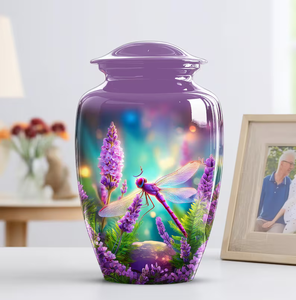 Purple <b>Memorial</b> Urn Metal Cremation <b>Keepsake</b> Vessel Adult Ashes Cremation Urn with Velvet Drawstring Bag - Product Image 4