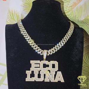 Luxury " Green Genie " <b>Name</b> Pendant <b>Chain</b> Moissanite Diamond Hip Hop Necklace Custom Bling Jewelry For Men - Product Image 2