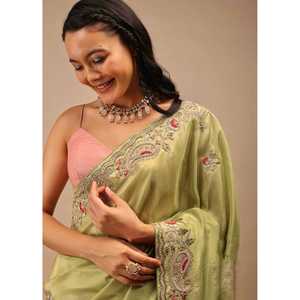 Sari con Bordado Multicapa y Lentejuelas, Vestido de Fiesta y Trabajo con Codificación Intrincada - Product Image 2