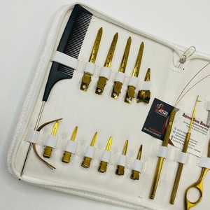 Stainless Steel Gold Plated Hair Extension Tools Kit with Barber Scissor, Multi-Functional Plier, Hair Clips & <b>Razor</b> Custom Logo - Product Image 2