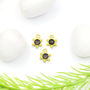 Pendentif soleil en quartz fumé, pierre précieuse naturelle ronde, breloque éclatante pour la fabrication de bijoux DIY, fournitures pour colliers et boucles d'oreilles, cadeau pour l'amour - Product Image 1