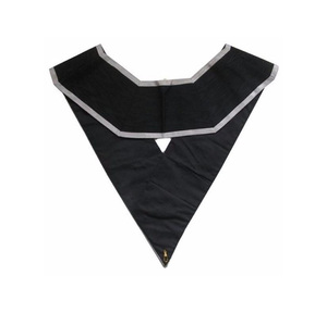 AKAES Collier en satin brodé noir moiré à bords gris, artisanal, Rite écossais du 30e degré, écologique, durable, de qualité supérieure - Product Image 2
