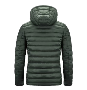 Mens Hooded Puffer Jacket Winter Quilted Waterproof Windproof Breathable Zipper Solid Vintage Casual <b>Coat</b> - Product Image 4