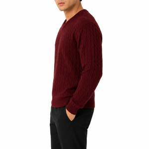 Pull en acrylique pour homme, col rond, tricoté, fournisseur de vêtements en acrylique pour homme, pull en acrylique col en V, fabricant en gros de vêtements tricotés pour homme - Product Image 2