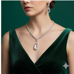 Conjunto de joyería AD brillante de calidad premium para novias, con un aspecto real y acabado de diamantes americanos, disponible a un precio mayorista razonable. - Product Image 2