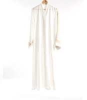 Elegante Abaya Musulmana para Mujer, Manga Larga, Cuello Midi, Bordada, Transpirable, Anti-Pilling, Elástica en Cuatro Direcciones, Ligera, Personalizable