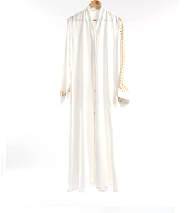Elegant Muslim Abaya Women's <b>Long</b> Sleeve Midi Neck Embroidered Breathable Anti-Pilling Four-Way Stretch Lightweight - Product Image 1