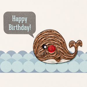 OEM/ODM <b>Handmade</b> 3D Quilled <b>Paper</b> Birthday Whale Theme Card From Vietnam Manufacturer Customizable Sizes - Product Image 1