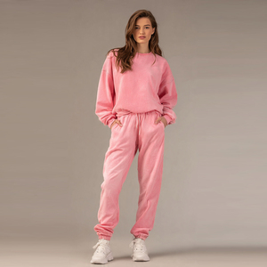 Ensemble de survêtement streetwear coupe-vent délavé à l'acide pour femme, sweat-shirts et pantalons de survêtement tricotés délavés à la pierre, ensemble de survêtement jogger mi-lourd délavé pour femme - Product Image 4