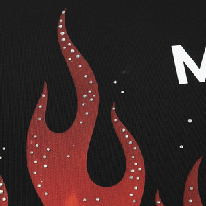 เสื้อยืดโอเวอร์ไซส์ปักโลโก้คริสตัล ผู้ชาย ผ้าฝ้าย 100% คุณภาพสูง สตรีทแวร์ พิมพ์ลายฮิปฮอป Y2K ประกายวิบวับ - Product Image 5