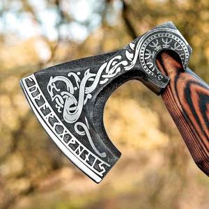 Hand Forged Tomahawk Hatchet With <b>Wooden</b> Handle And Leather Sheath Survival <b>Axe</b> Viking Style Decorative Blade - Product Image 3
