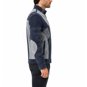 Blouson moto en daim pour homme, col montant, fermeture éclair, coupe ajustée, design durable, imperméable, vêtement décontracté pour l'hiver - Product Image 6