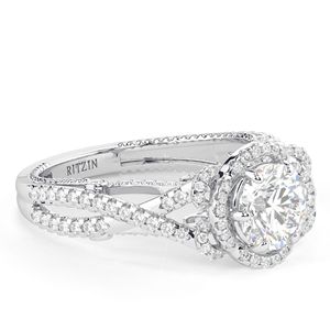 Anillo de Aniversario RITZIN con Corte Redondo, Halo Trenzado, Elegante y Resistente para Mujer en Blanco/Amarillo/Oro/Plata - Product Image 1