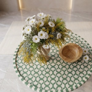 Luxury Wooden Handmade Coffee <b>Table</b> with <b>Resin</b> <b>Top</b> Wood Frame Modern Design Green White Pattern for Living Room - Product Image 2