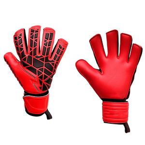 Football Goalkeeper Gloves Wrist Length Full Finger Red PU Leather Non-Slip Breathable Finger Protection Pull-On Closure Unisex - Product Image 1