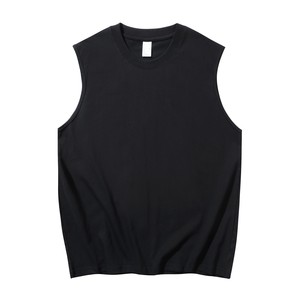 China Bangladesh Factory Price OEM Customized Logo 220G Heavyweight Pure Cotton Breathable Knitted Sleeveless Loose Fit <b>Men</b> T - Product Image 4