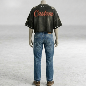 เสื้อยืด Glory Custom ประดับคริสตัล ล้างสีแบบทำเก่า 100% ผ้าฝ้าย สไตล์วินเทจสุดฮิต สำหรับใส่เท่ๆ แบบสตรีทแวร์และลำลอง 男女兼用 - Product Image 5
