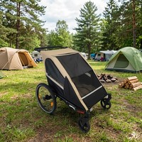 Cinturón de Seguridad TC-2024T, Diseño Ligero, Remolque 3 en 1 para Bebés Gemelos, Cochecito/Remolque para Bicicleta, Marco de Aluminio, Certificado EN15918