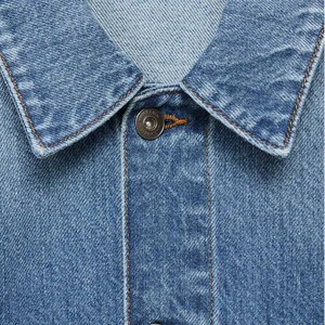 Light blue <b>denim</b> <b>jacket</b> for <b>men</b> casual button front outerwear seamless gym fitness workout custom breathable streetwear coat - Product Image 4