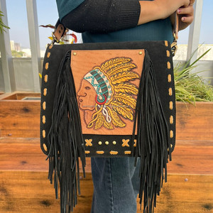 Venta caliente portátil mano Tooled Suede cuero oculto llevar bandolera bolso de cuero genuino gran diseñador bolso de hombro para mujer - Product Image 2