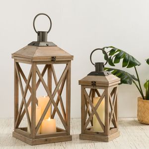 Customized Handmade Wooden Candle <b>Lantern</b> with <b>Black</b> Top Empty Candle Holder For Event & Home Decor Centerpieces - Product Image 1