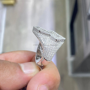 Baguette Cut Iced Moissanite Diamond Cluster Rings Flower Design Engagement 925 Sterling Silver Wedding Anniversary Special Gift - Product Image 5