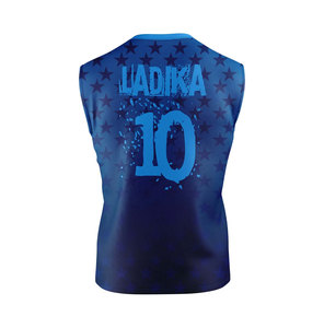 Conjunto de Camiseta de Voleibol Personalizable para Hombre, Diseño Sublimado de Estrellas Azules, Número 10, Uniforme sin Mangas Ajustado que Absorbe la Humedad - Product Image 3