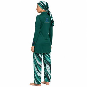 Ensemble burkini modeste personnalisé pour femmes musulmanes, maillot de bain grande taille 2 pièces, imprimé avec logo frontal, antibactérien, séchage rapide, polyester - Product Image 4