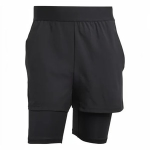 Shorts Bermuda Homme Noir Uni Taille Mi-Haute Élastique Séchage Rapide Spandex/Polyester Décontracté Multi-Poches Cargo Tissu Peigné - Product Image 1