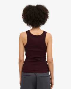 Camiseta sin mangas de punto para mujer, color burdeos, cuello redondo, color sólido, minimalista, longitud regular - Product Image 3