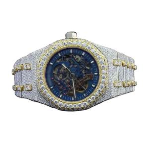 Montre-bracelet unisexe de luxe haut de gamme en acier inoxydable, sertie de diamants Moissanite, mouvement à quartz ETA, style Hip Hop, très demandée - Product Image 1