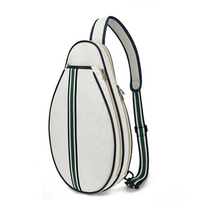 Sac à bandoulière imperméable noir pour pickleball avec bande verte, sac à dos robuste pour raquette avec sangle rembourrée - Product Image 3