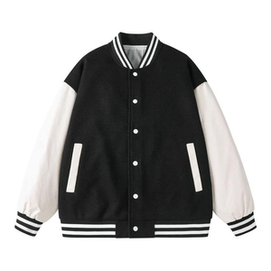 Men's Luxury Baseball <b>Jacket</b> Plain Blank Letterman Varsity Style <b>Leather</b> Polyester Knitted <b>Winter</b> <b>Jacket</b> Fur Button Pocket - Product Image 2