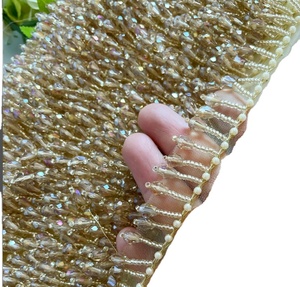 Gold Tassel Trim <b>Beaded</b> Fringe Trim Indian Gold Bead Lace Dupatta Border Wholesale 5yards/lot Bead Tassel Tassels Trim Lace Fri - Product Image 1