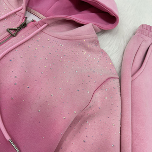 Unisex <b>Two</b> <b>Piece</b> Long Sleeve Hoodie And Joggers Rhinestone <b>Set</b> Simple And <b>Sparkly</b> Hot Selling Rhinestone Tracksuit <b>Set</b> - Product Image 4