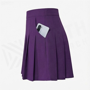 Mini-jupe plissée pour femme, taille élastique, séchage rapide, style sportif, couleur unie, à porter toute l'année - Product Image 3