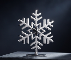 Sculpture décorative de flocon de neige de Noël en aluminium métallisé avec finition argentée, ornement de table de fête, décoration intérieure - Product Image 5