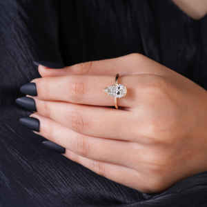 Bague en or rose 14 carats avec moissanite taille poire pour femme, luxe, 2,02 carats au total, 2,49 grammes, bijoux fins pour mariage et fiançailles, cadeau - Product Image 2