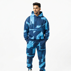 Men's Sublimation Oversize Sweat <b>Hoodie</b> Tracksuit Loose Fit Street Wear <b>Hoodie</b> And Sweat Pants Full Length Baggy Tracksuit Men - Product Image 1