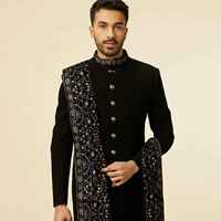 Sherwani Casual para Hombre, Diseño Indio-Pakistaní, Traje de Novio para Fiesta, Sin Arrugas, Protección Solar, Corte Regular, Personalizado